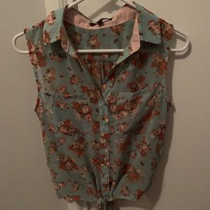 Floral tie front top